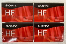 SONY HF 90 Minute Blank Audio Cassette Tapes Qty 4 High Fidelity New Sealed