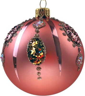 Victoria Bella Christmas Glass Ball with Necklace Ornament,