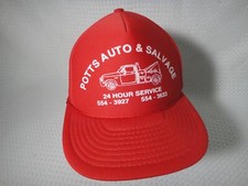 Vintage Snapback Cap Mesh Trucker Hat Potts Auto Salvage Towing Red Cobra