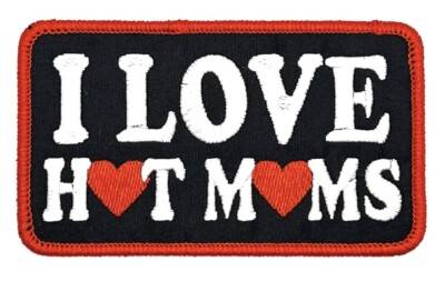 I Love Hot Moms Funny Adult Humor Vintage Style Retro Patch Iron Sew Cap Hat