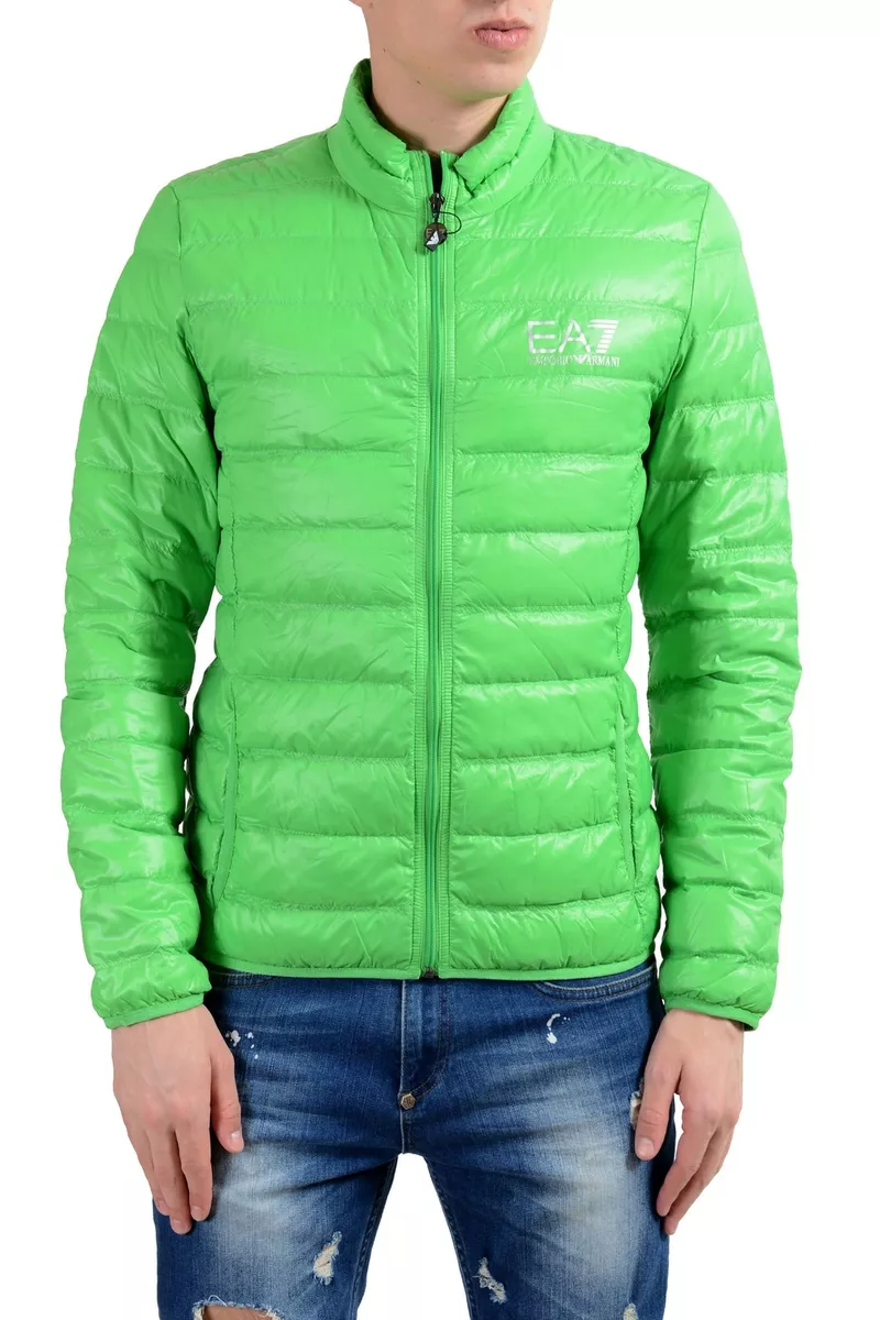 Emporio Armani EA7 Men's Green Duck Down Full Zip Light Parka Jacket