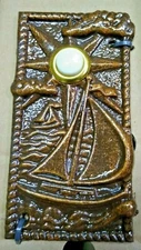 Whitehall Brass Neo Classical Doorbell Push Button Sailboat Oil Rubbed Bronze