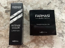 Farmasi Make Up Tender Blush On 02 Fresh Peach .17 OZ & True Color Lipstick #107
