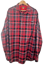 Eddie Bauer Shirt Mens XLT Tall Red Travex Flannel Plaid Tech Gorpcore Hiking