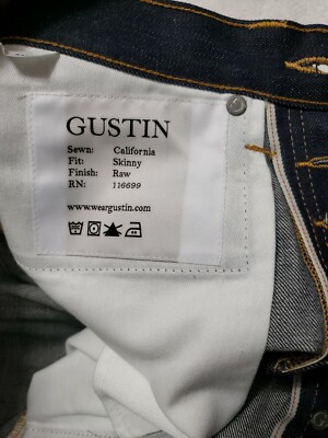 Pantalon Homme Gustin En Denim Brut - Taille W39 I34.5 - Cousu Main En Californie - Occasion Très Bon état