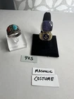 Vintage Ring Lot 2 Sterling Silver Southwest Turquoise GG 1 Masonic Costume