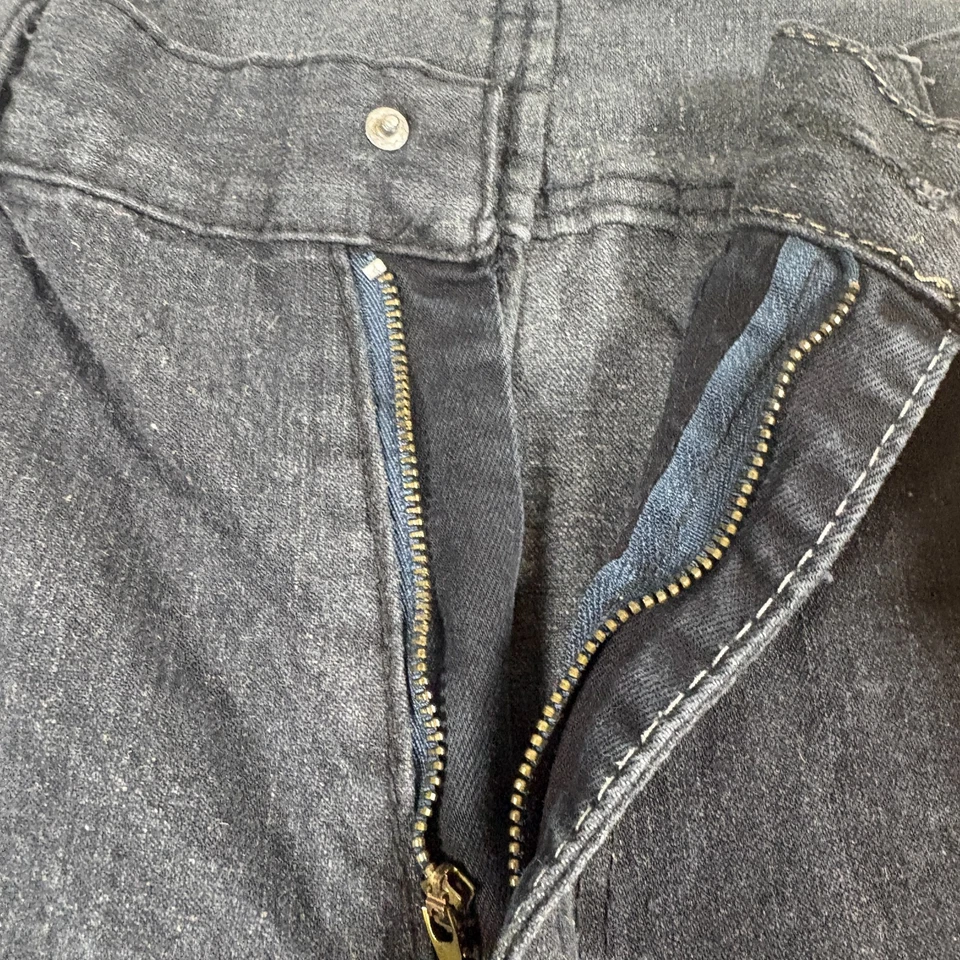 Pantalones de mezclilla para hombre Alpha 17 36x32 negros informales calce recto desgastados Foto 3 de 4