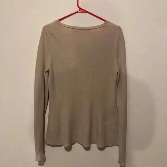 Suéter Peruvian Connection Mujer M Keaton Peplum Beige 100% Algodón Pima Foto 4 de 4