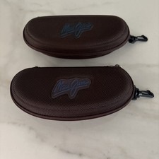 Maui Jim Sunglasses Zippered Hard Clam Shell Case Brown Lot Of 2 Gently Used.