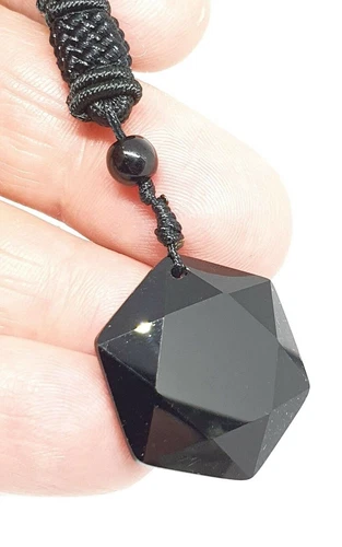 Obsidiana Colgante Estrella Collar Negro Hexagrama Piedras Preciosas... - Imagen 4 de 12