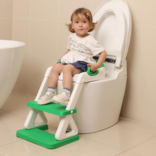 Potty Training Seat with Step Stool Ladder for Toddlers, Anti-Slip, Green