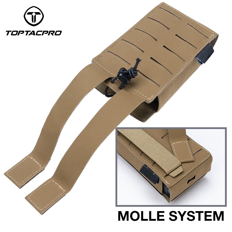 Poche Porte-radio Tactique TOPTACPRO - Compatible PRC148 152 MPU5 - Fixation MOLLE Camouflage