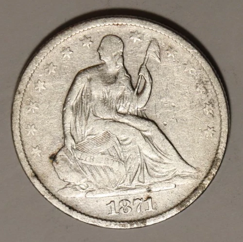 1871 S Seated Liberty Half Dollar 50C Cents Coin Silver