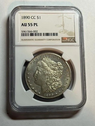 1890-CC Morgan Silver Dollar $1 NGC AU55 PL Nice Mirrors Tough Date