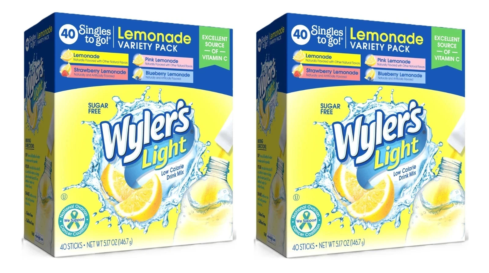 Wyler's Light Lemonade Powder Mix Singles To Go  Variety Pack, 4 Flavors, 2 Pack