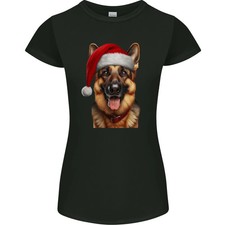 Camiseta Navidad Pastor Alemán Navidad Perro Alsaciano Mujer Corte Pequeño
