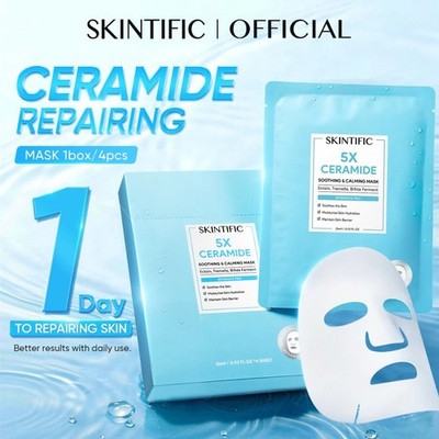 SKINTIFIC 5X Ceramide Soothing Mask [2 BOX - 8 PCS] Value Pack - Barrier Repair