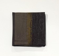 HANDKERCHIEF VTG MEN ROBERTA CLASSIC PAISLEY POCKET SQUARE BROWN COTTON 18  