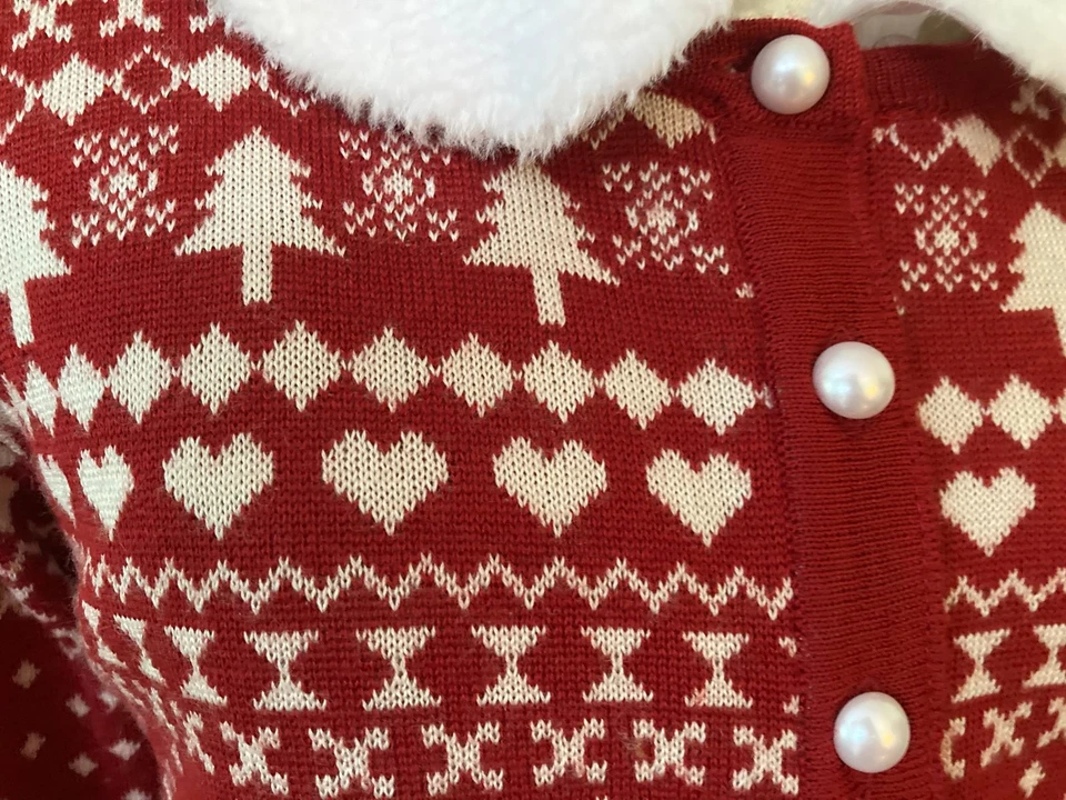 Suéter Hell Bunny Holly GRANDE Nuevo sin etiquetas Cuello de piel ¡RARO! Foto 3 de 4