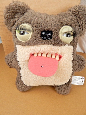 Fuggler Fuggs on the Block Scarescome Square Bear Brown Tongue Plush Teeth
