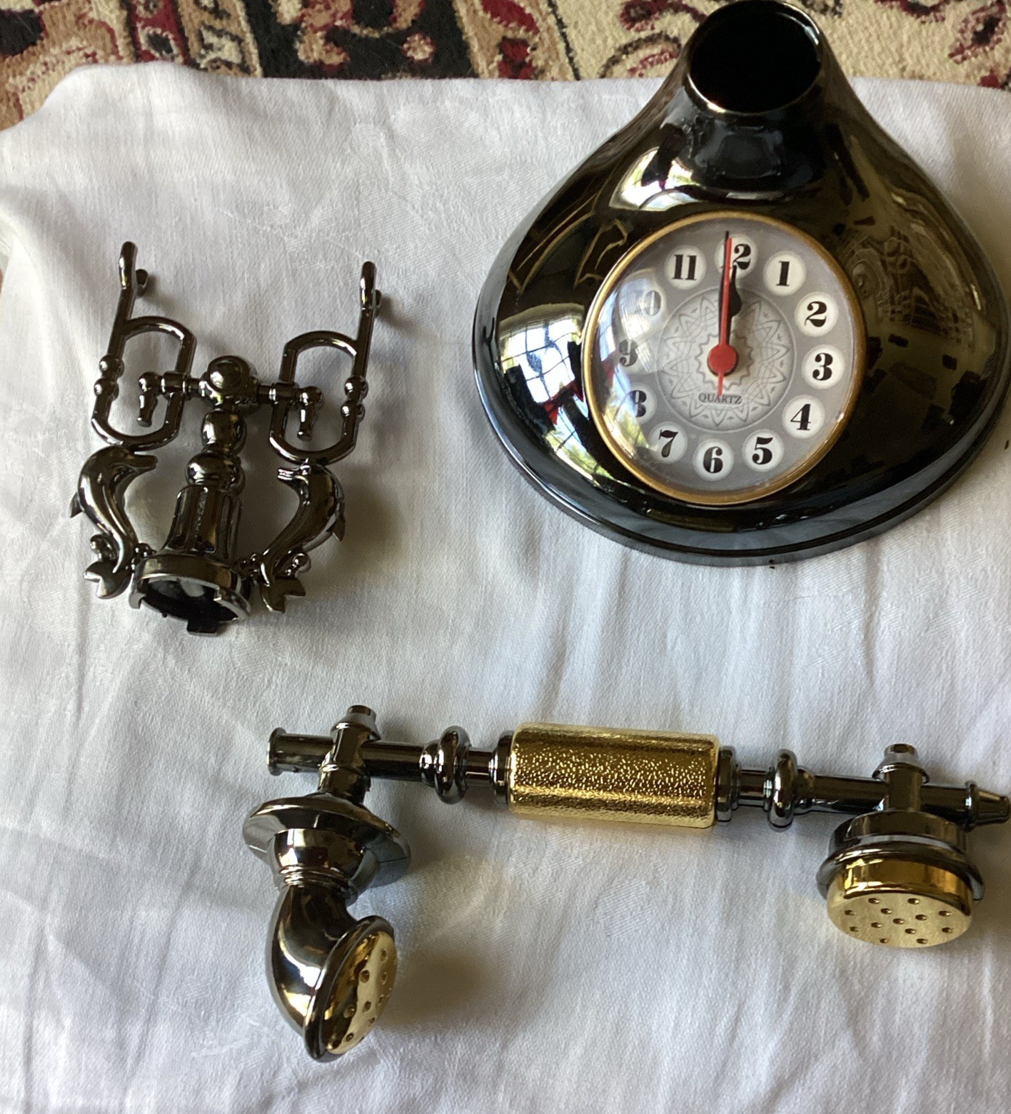 Alarm Clock Vintage Telephone In Box Black With Installation Instructions