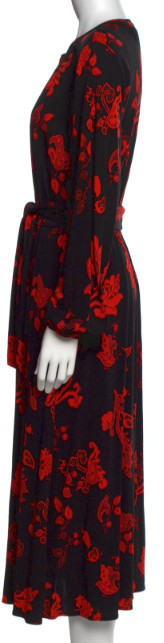 Tory Burch Paisley Bow Neck Long Sleeve Midi Dress Small thumbnail 8