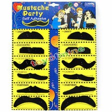 Set of 12 Stylish Costume Funny Party Fake Moustache Mustaches Black