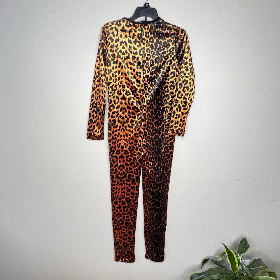 Charades Niño Mediano Corto Piel Gato Una Pieza Disfraz Halloween Guepardo Mameluco Foto 2 de 4