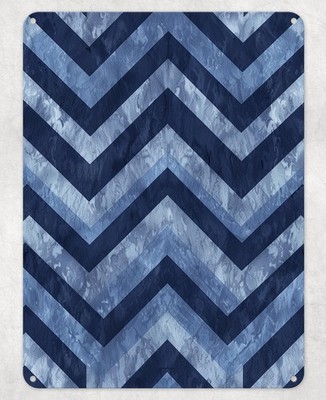 Marineblau Chevron Muster Metall Poster Wand Blechschild Mann Höhle Schuppen Haus Plakette