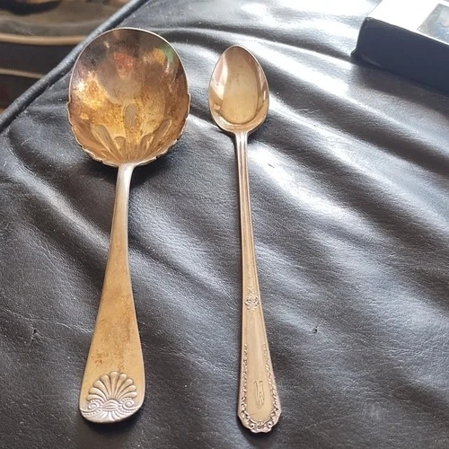 Towle Mfg Co Sterling Silver (.925) Ladle & Spoon Pat 1889 Ornate Shell Design