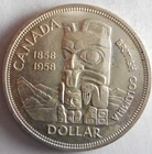 1958 CANADA DOLLAR - AU/UNC - TOTEM POLE - Excellent SILVER Coin - Lot #M26