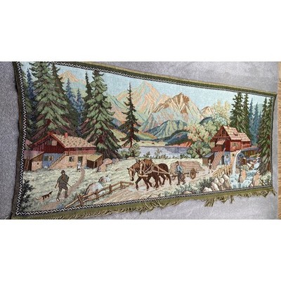Tapestry Wall Hanging 62 x 28 Multicolor Alpine Mountain Scene Wandbild Bergland
