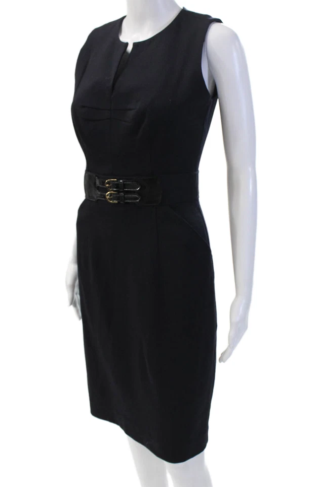 Vestido lápiz vaina negro sin mangas con hebilla talla 2 Milly para mujer Foto 2 de 4