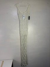 Guess Ivory Beaded Crochet Maxi Dress