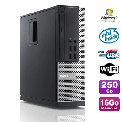 PC Dell Optiplex 990 SFF Intel G630 2.7GHz 16Go Disque 250Go DVD Wifi W7 - Photo 1/4