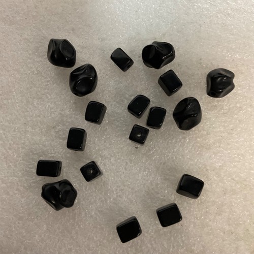 Lot of Black Glass Beads 25.29g Drilled Cube & Irregular Shapes Jewelry Making