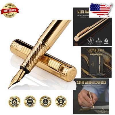 Luxury Fountain Pen Gold Finish Schmidt Nib Fine Nib 0.5mm Refillable