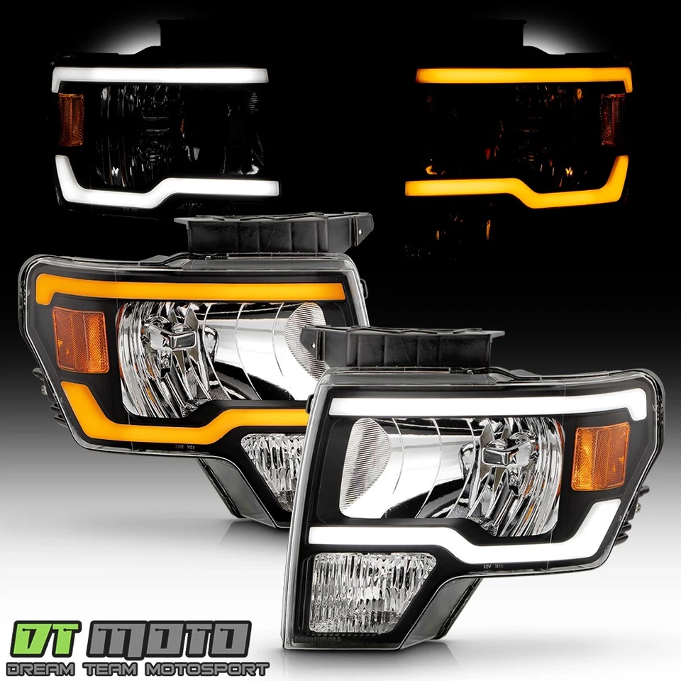 For 2009-2014 Ford F150 LED Tube Sequential Siganl Headlights w/ Greeting Light - Image 2 of 4