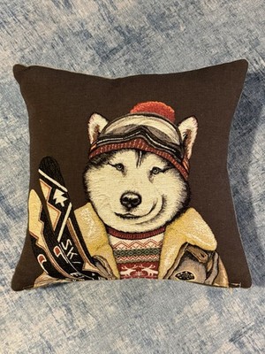 Mars & More Gobelin Cushion ''Ski Friends'' Husky Throw Pillow