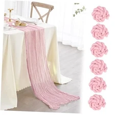  Pcs Light Pink Cheesecloth Table Runner,10Ft Pink Table Runners 6 A Light Pink