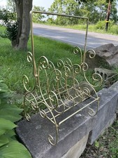 Vintage Mid Century Brass Magazine Rack Book Record Album Holder Stand