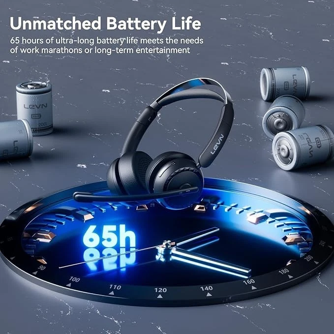 LEVN Wireless Headset, Wireless Headset with Mic for Work, AI Noise Cancelling, - Image 3 of 4