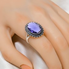 Vivid Blue Iolite Gemstone 925 Sterling Silver Ring, Valentine's Day Gift