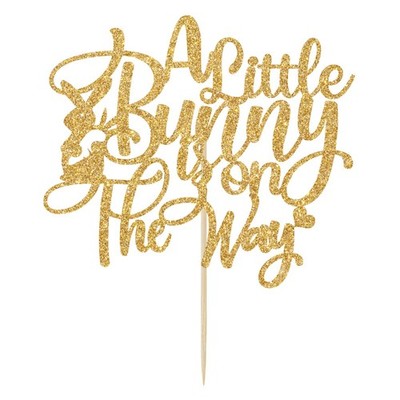 A Little Bunny is on the Way Cake Topper - Gender Reveal Cake Topper - Easter...