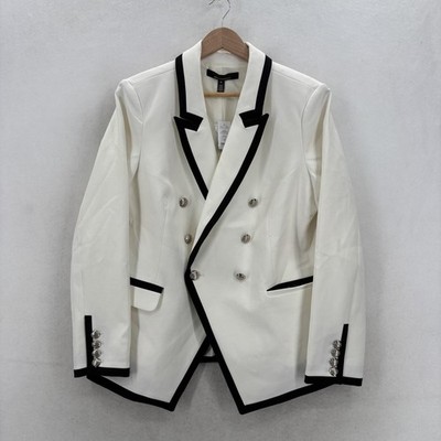 White House Black Market Studio Blazer Womens 16 White Black Tuxedo Jacket NWT