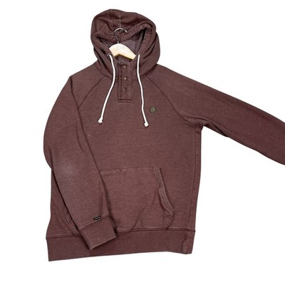 Volcom Hoodie Mens Medium Burgundy Heather Long Sleeve Henley 3 Button Classic