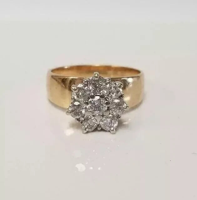 14K Gold Plated 2Ct Lab Diamond Cluster Engagement Ring
