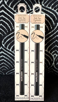  2pk MARIE CLAIRE ULTRA BLACK FELT TIP EXTRA PRECISE LINE LIQUID EYELINER PEN