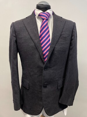 CORNELIANI TWEED ANZUG JACKE/BLAZER REINE WOLLE IN MARINE 38R EXC. COND. (0196)