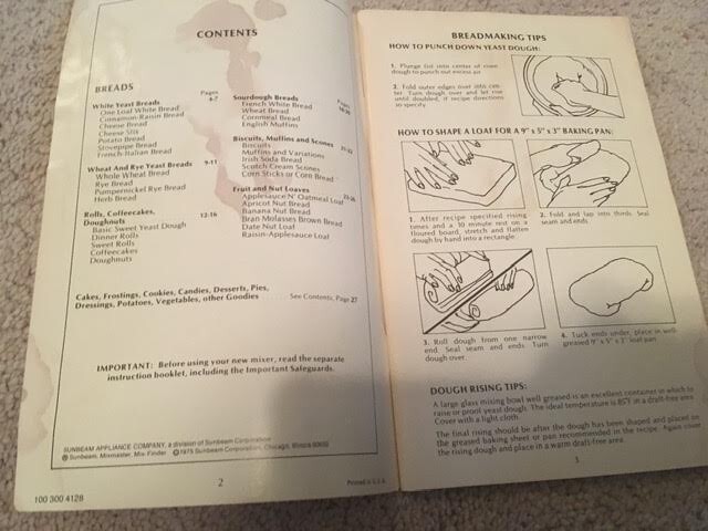 VINTAGE 1975 SUNBEAM DELUXE MIXMASTER MIXER RECIPES BOOKLET, SMOKE FREE HOME
